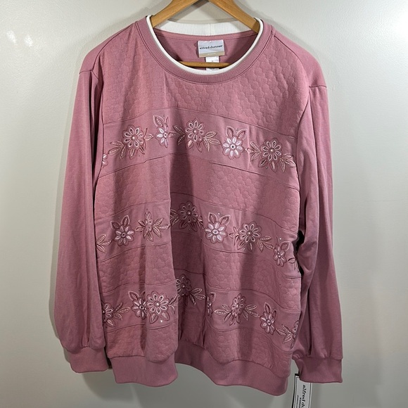 NWT Alfred Dunner 90's Grandma Embroidered 3X Pink Sweatshirt Crewneck - Picture 1 of 8